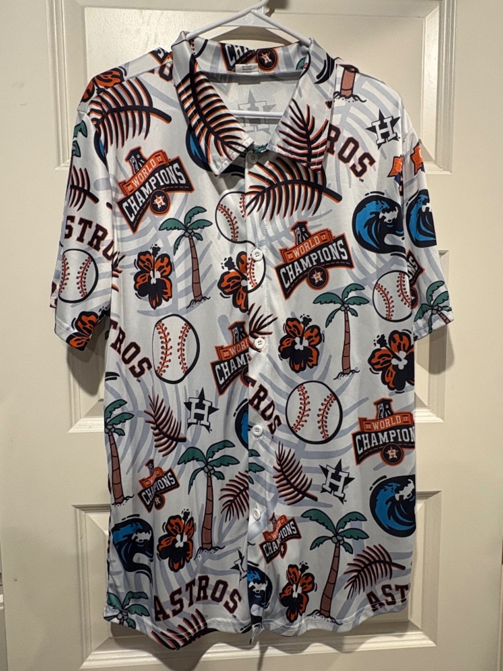 Houston Astros Button Down Short Sleeve Hawaiian Shirt XL